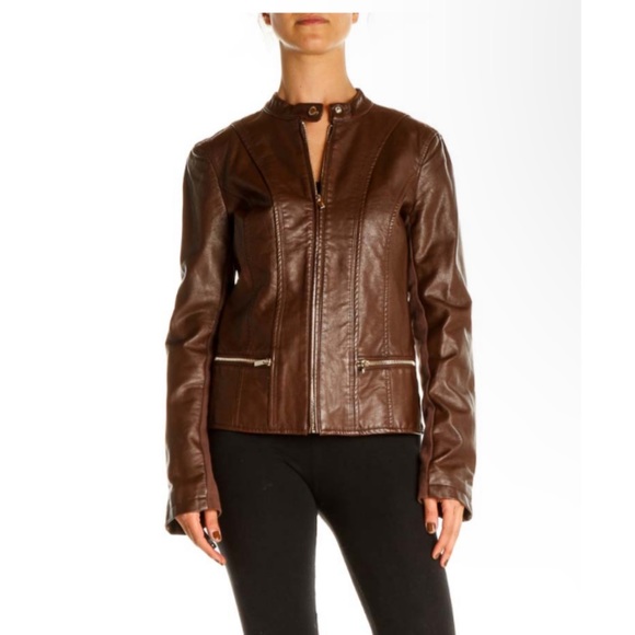 Genuine Leather Jacket In Warm Brown 